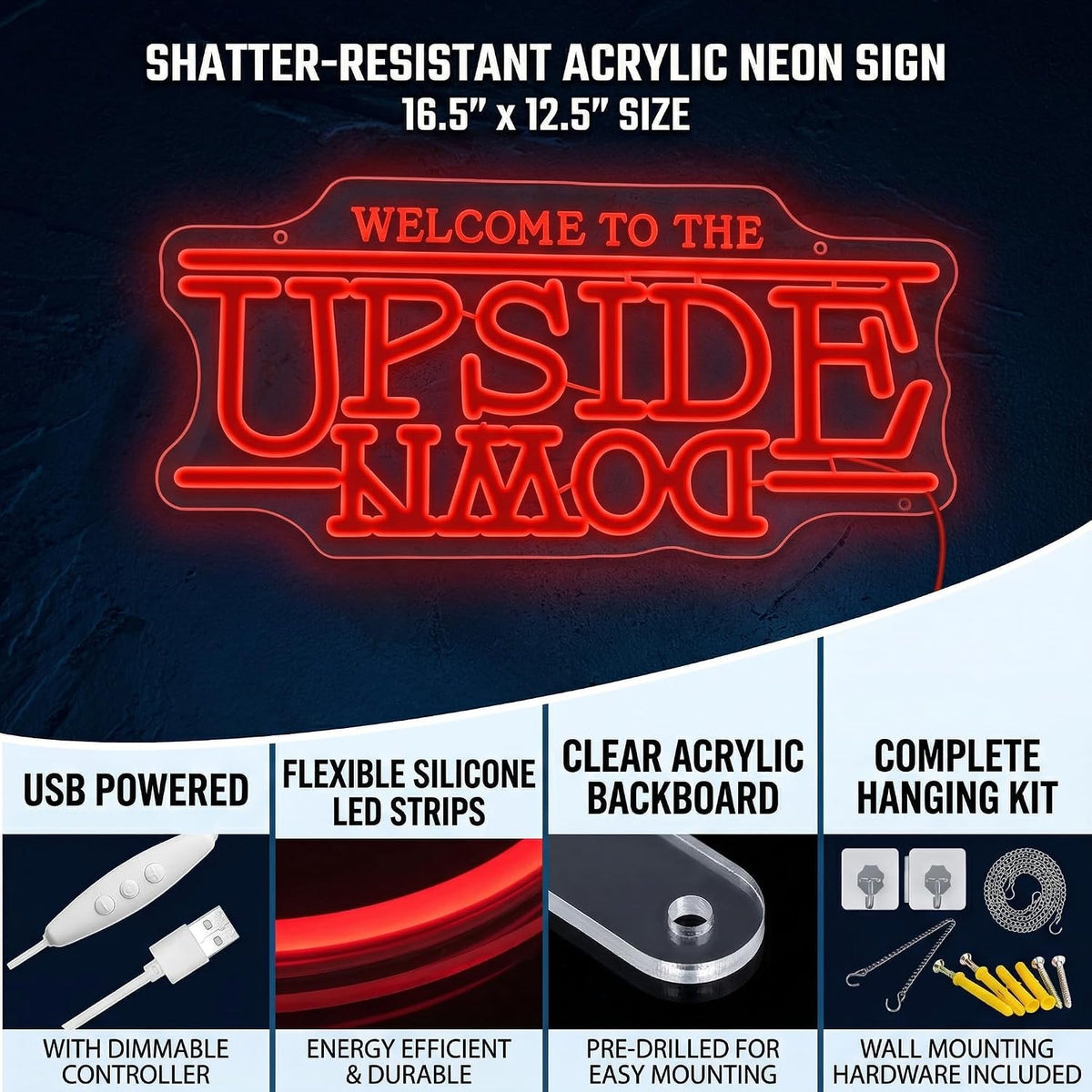 Welcome To The Upside Down Neon Sign LED Sign