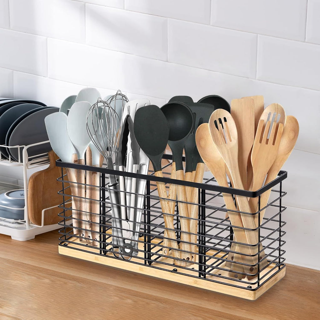 Suli Extra Large Kitchen Utensil Holder Countertop with Removable Divider