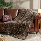 BEDELITE Fleece Blanket Soft Plush Throw for Couch Brown Leopard 50"x60"