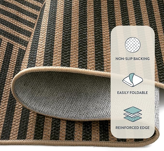 Lahome Enfys Modern Geometric Outdoor Easy Jute Rug, 5x7 Patio Living Room Rug - Image 3