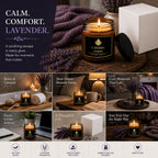 Lavender Candle 9 Oz, Hand Poured Soy Wax Blend, Cotton Wick