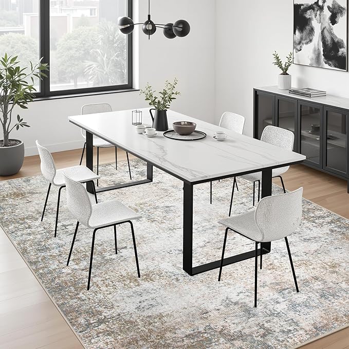 10x12 Area Rug Living Room Rug: Washable Modern Abstract Soft Thin Rug Indoor - Image 4