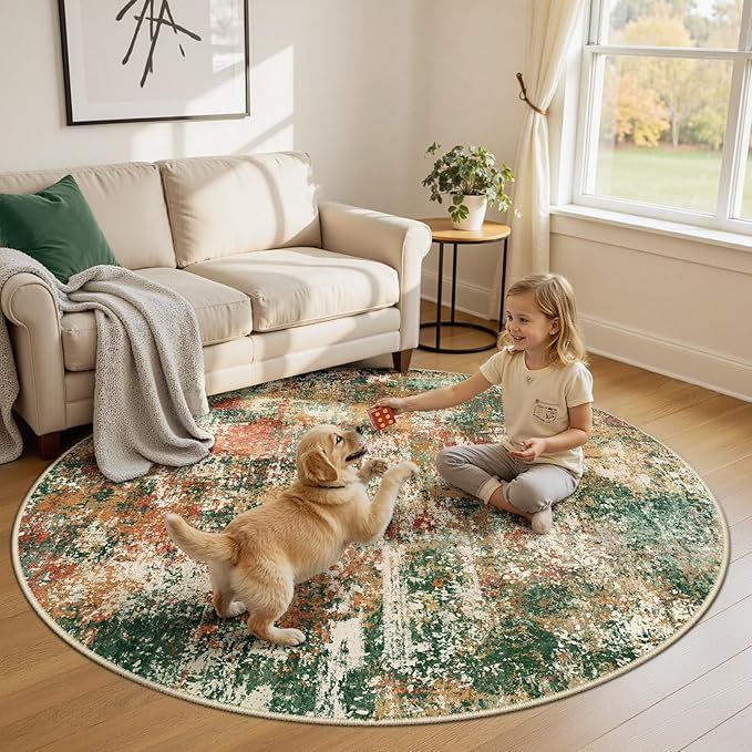 Washable Area Rugs 6ft Non-Slip Modern Abstract Soft - Image 2