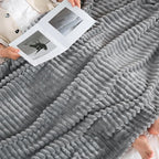 Grey Fleece Throw Blanket 90”×90” - Image 3