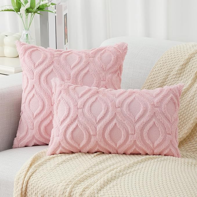decorUhome Summer Throw Pillow Covers 20x20 Inch Set of 2, Soft Plush Faux Wool - Image 7