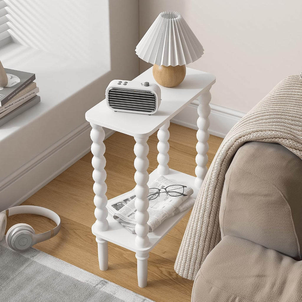 Veegle Narrow Side Table Small End Table for Small Spaces Oak