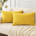 MIULEE Pack of 2 Couch Throw Pillow Covers 12x20 Inch Soft Yellow Chenille by MIULEE