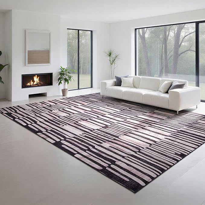 Washable Rugs 8x10 Area Rugs for Living Room- Modern Abstract Rugs for Bedroom by Lbris