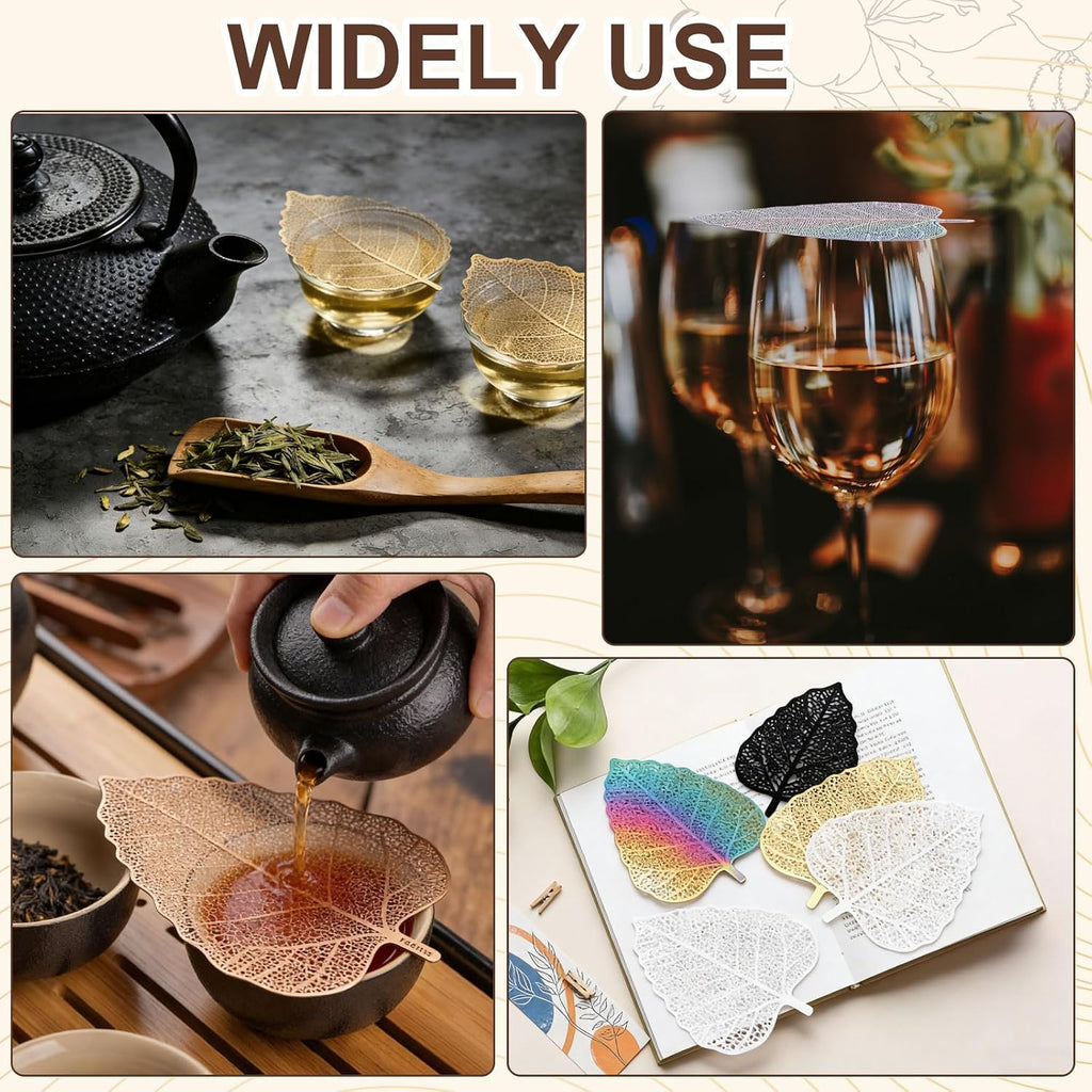 uxcell Stainless Steel Drink Covers Leaf Shape Wine Glass Covers 4Pcs