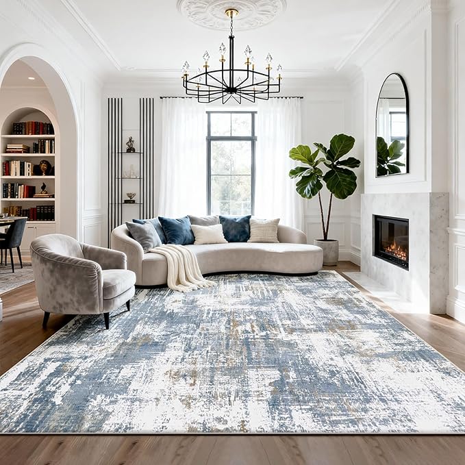 Washable Rugs 8x10 Area Rugs for Living Room, Modern Abstract Rugs for Bedroom by Srugn