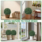 Grooy Artificial 2 Pack Boxwood Topiary Plant with Spike for Outdoor