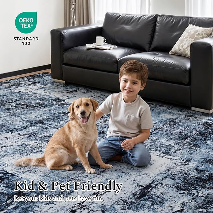 Rugflix 4x6 Area Rug for Living Room, Washable Non-Slip Stain-Resistant Low Pile - Image 6