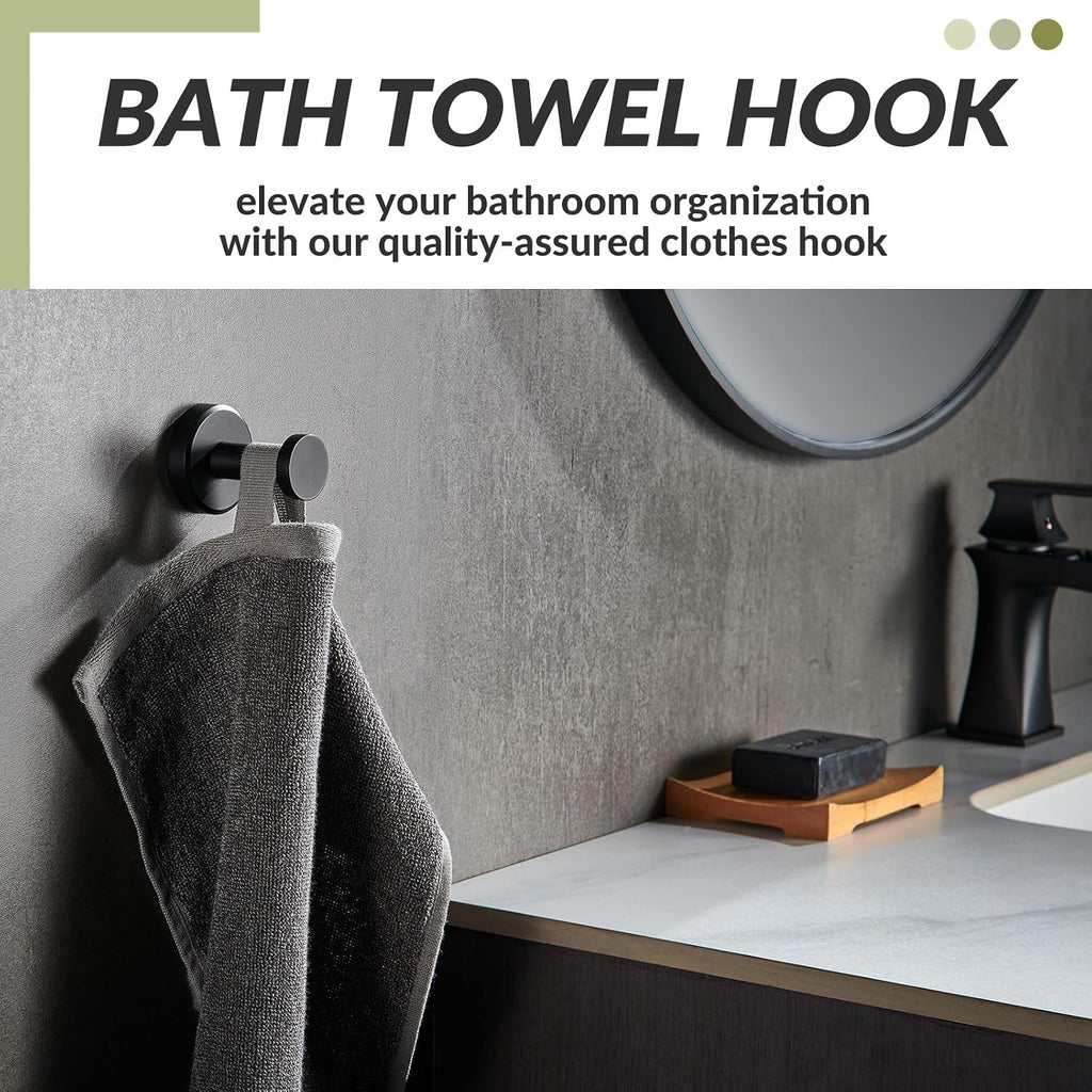 APLusee Matte Black Towel Hook for Bathroom Home Storage, Wall Mounted