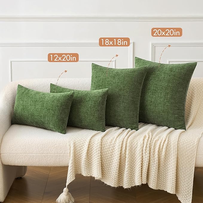 MIULEE Pack of 2 Couch Throw Pillow Covers 20x20Inch Soft Moss Green Spring - Image 4