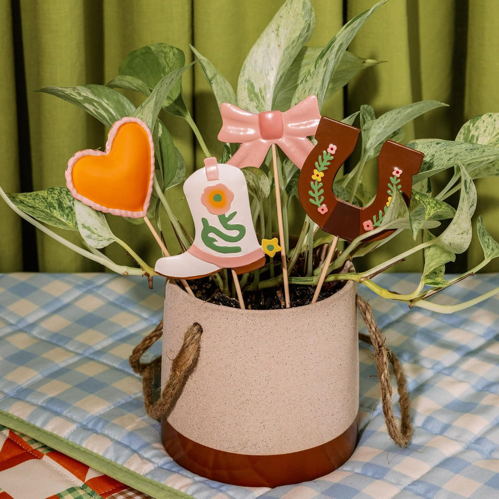 ban.do Decorative Plant Stakes for Pots, Cowgirl Icons