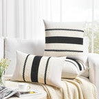 Fancy Homi Set of 1 Boho Black Decorative Throw Pillow Cover 22x22 Inch - Image 6