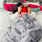 Bedsure GentleSoft Fleece Blanket Twin Size Light Grey - Image 5