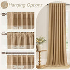 Guken Camel Brown 100% Blackout Linen Curtains 63 Inch Length 2 Panels Set - Image 6