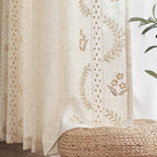 jinchan Belrose Linen Curtains for Bedroom Floral Curtains 72 Inch Length Linen - Image 9