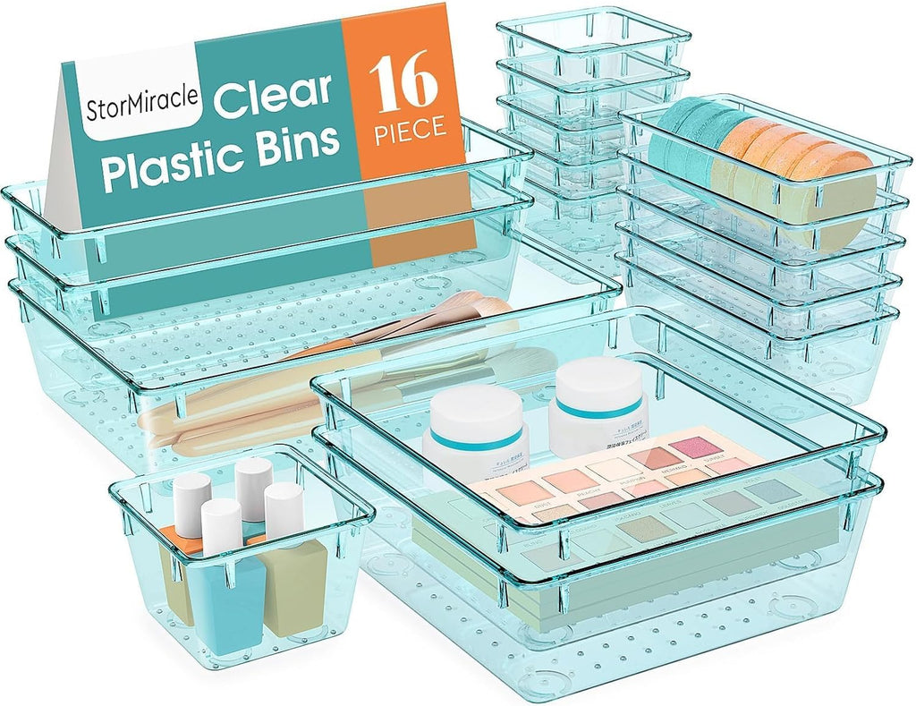 23 PCS Drawer Organizer Set, 5 Size Bathroom and kitchen organizer Trays