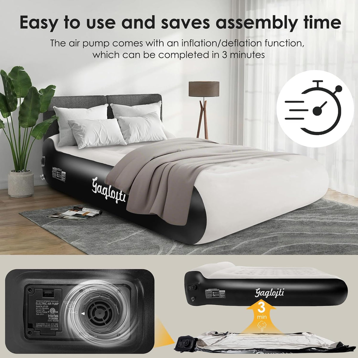 Portable Air Mattress Queen with Built in Pump for Home and Office