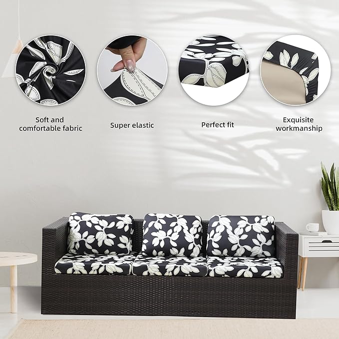 8Pcs Stretch Patio Cushion Covers, Outdoor Couch Covers Replacement, Outdoor - Image 3
