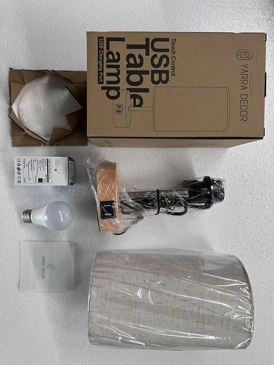 Yarra-Decor Bedside Table Lamp with USB Ports, Touch Dimmable Nightstand