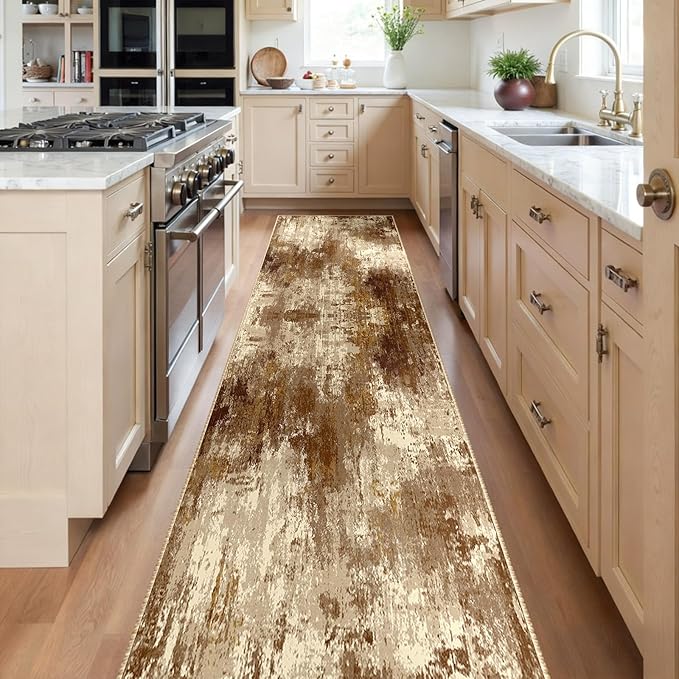 Washable Area Rugs 2'x8' Non-Slip Modern Abstract Soft - Image 2