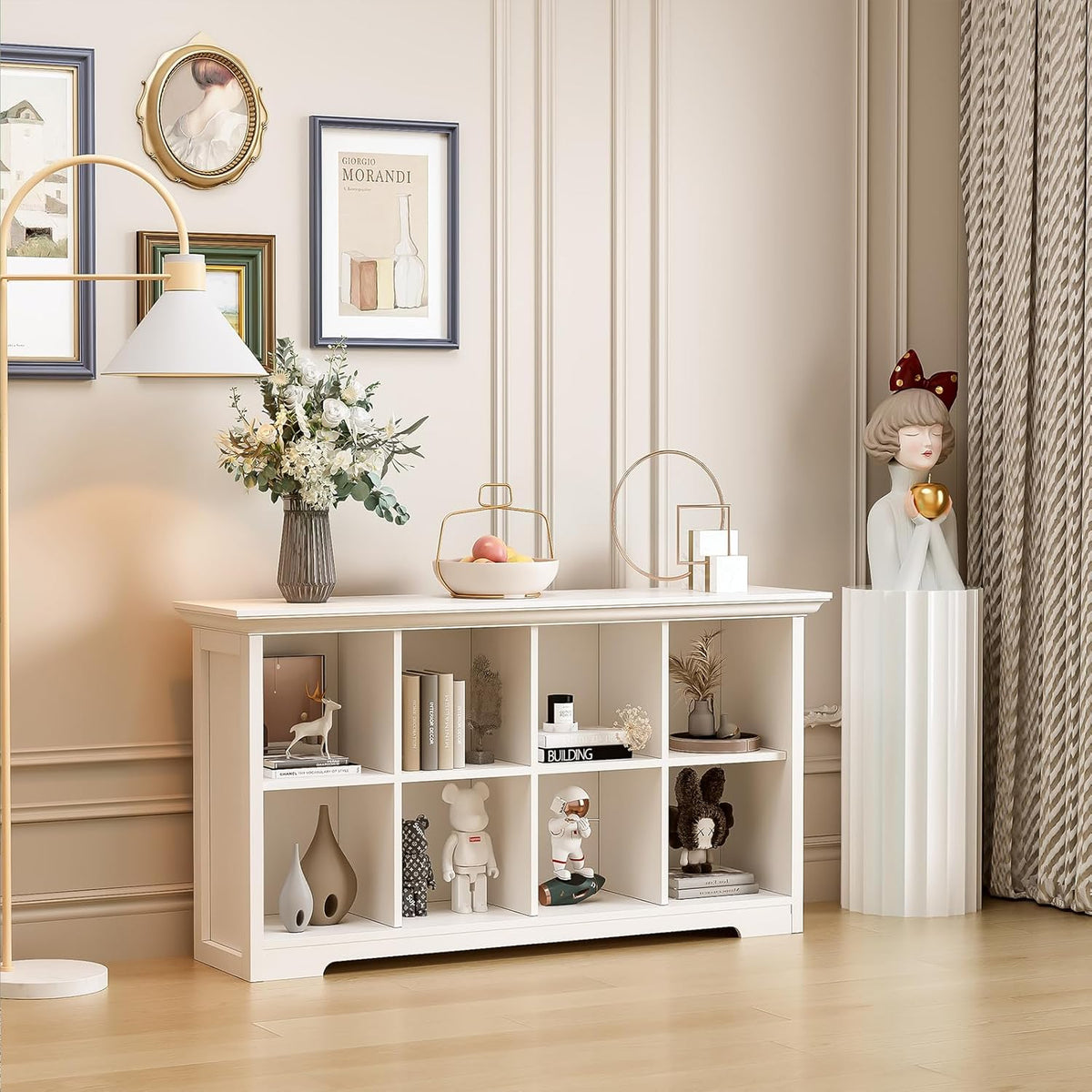 OSCHF 8-Cube Open Bookcase with Base, 2-Tier Low Cabinet, White