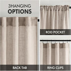 MIULEE Natural Linen Curtains 54 Inch Length 2 Panels - Image 3