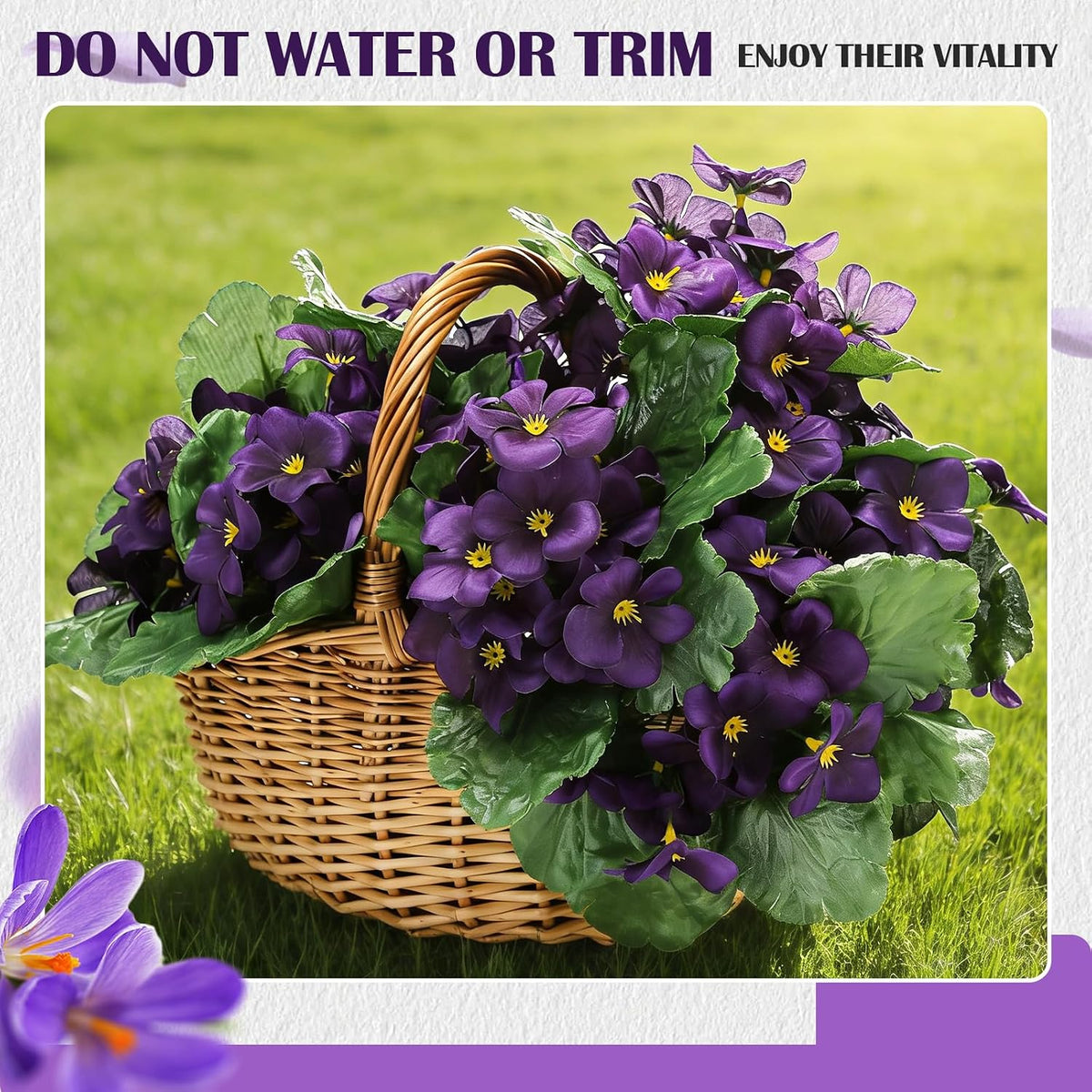 10 Pcs Artificial African Violets, Purple 9 Inches Flowers