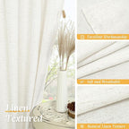 LAMIT Linen Semi Sheer Curtains 84 inch Long 2 Panels, Natural Ivory Soft Light - Image 7