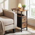 LOAKEKEL Narrow End Table with Charging Station, Side Tables Living Room