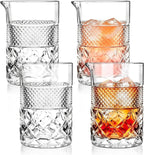 4 Pcs Cocktail Mixing Glasses 24 oz, Crystal Bar Stirring Glass