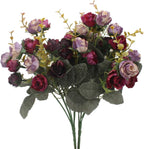 Duovlo 7 Branch 21 Mini Rose Heads Artificial Flowers Bouquet Wedding Home Office Decor,Pack of 2 (2 PCS Pink)