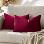 GIGIZAZA Burgundy Velvet Pillow Covers: Pack of 2 Lumbar Throw Pillows Soft - Image 4