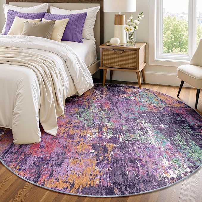 Washable Area Rugs 6ft Non-Slip Modern Abstract Soft by RELEANY
