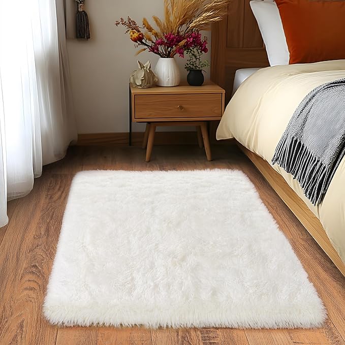 Small Area Rug, 2x3 Rug for Bedroom Shaggy Throw Rugs for Dorm Rug, Soft Shag by Quntue