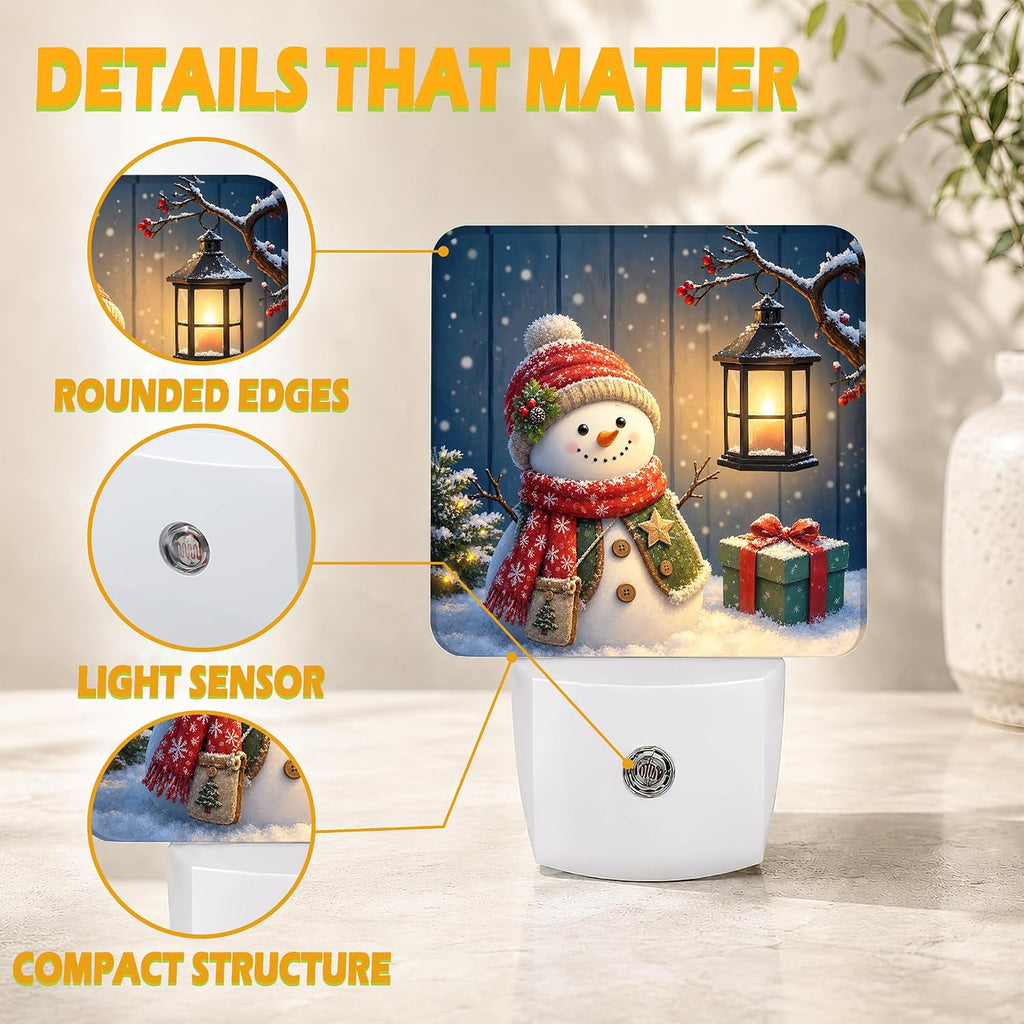 Holiday Snowman Glow Plug in Night Light - Christmas Seasonal Decorative Accent Light, Dusk to Dawn LED Night Light with Light Sensor for Bedroom Bathroom Hallway Home Decor