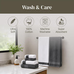 Modern Threads 6 Piece Bath Towel Set – Bathroom Towel Set with 2 Bath Towels, 2 Hand Towels & 2 Washcloths – 100% Cotton, Soft & Absorbent – Jacquard Border (Gray)