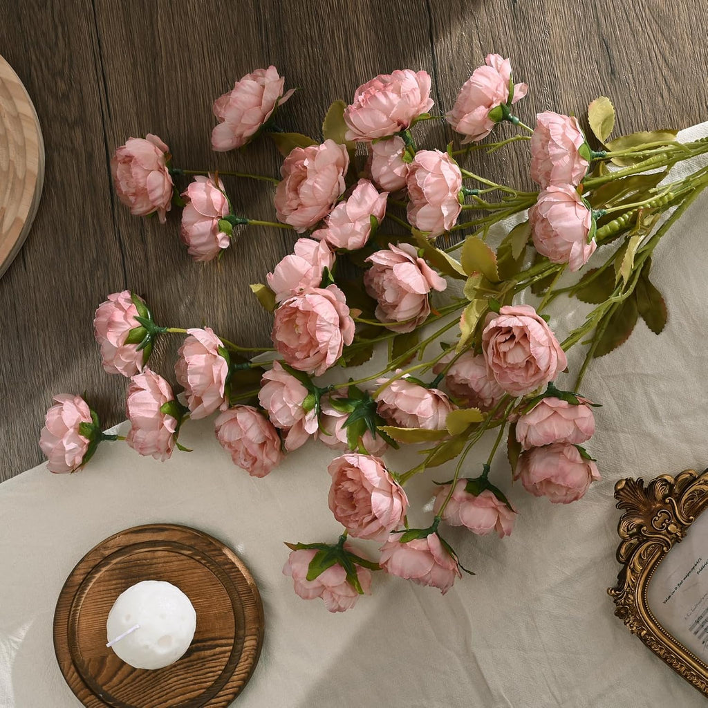 Waipfaru 6Pcs Pink Peony Artificial Flowers for Vase