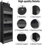 GCreation Over Door Organizer for Bedroom Bathroom Pantry, 4 Shelf Black