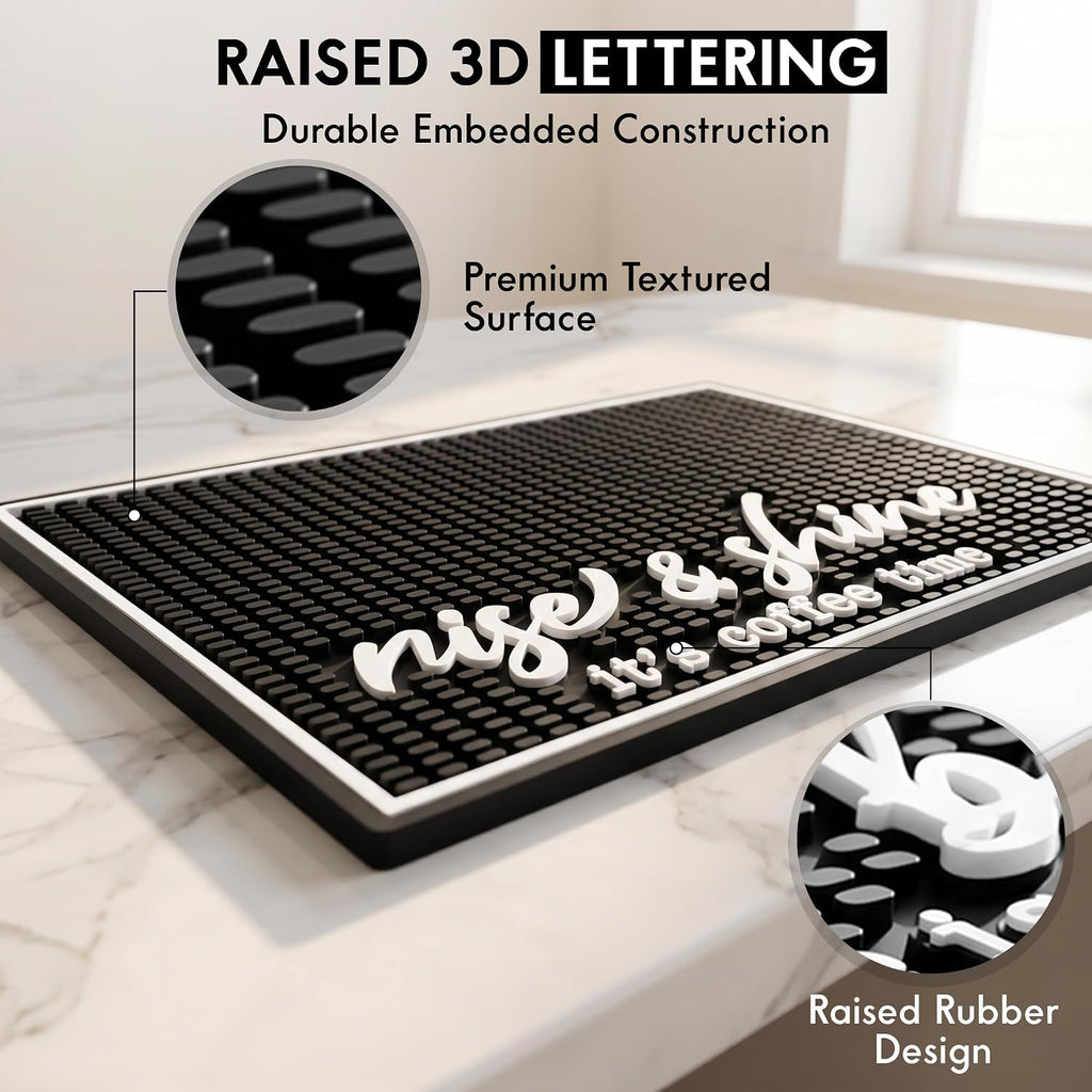 Coffee Bar Mat, Rise and Shine - Coffee Bar Accessories, Station, 18x12
