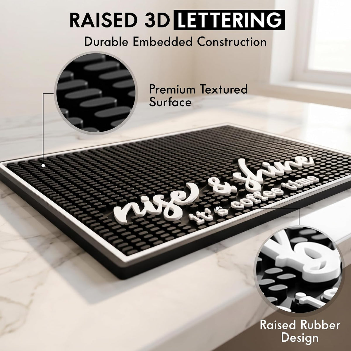 Coffee Bar Mat, Rise and Shine - Coffee Bar Accessories, Station, 18x12