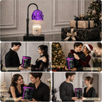 Skull Candle Warmer Lamp with Timer & Dimmer, Gothic Skull Wax Warmer Lamp for Jar Candles, Adjustable Height Skeleton Candle Light Warmer with 2 Bulbs, Spooky Goth Home Decor Gifts (Purple, 1pack)