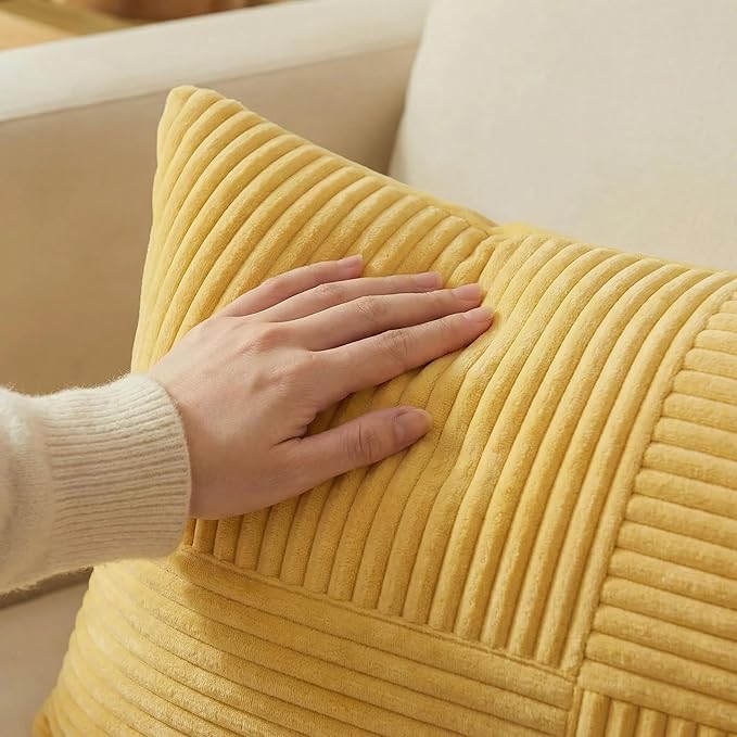 Fancy Homi 2 Packs Yellow Decorative Throw Pillow Covers 20x20 Inch - Image 3