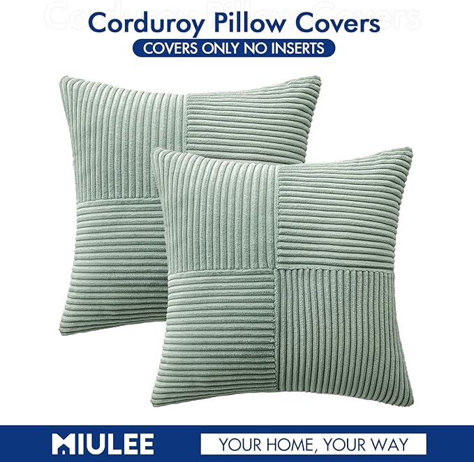 MIULEE Greyish Green Decorative Euro Sham Pillow Covers 24x24 Inch - Image 6