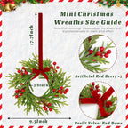 6 Pack Mini Christmas Wreaths for Kitchen Cabinets,with Ribbon Bows Berry