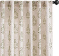 jinchan Linen Floral Curtains for Living Room 84 Inch Length Green Flower by JINCHAN
