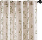 jinchan Linen Floral Curtains for Living Room 84 Inch Length Green Flower by JINCHAN